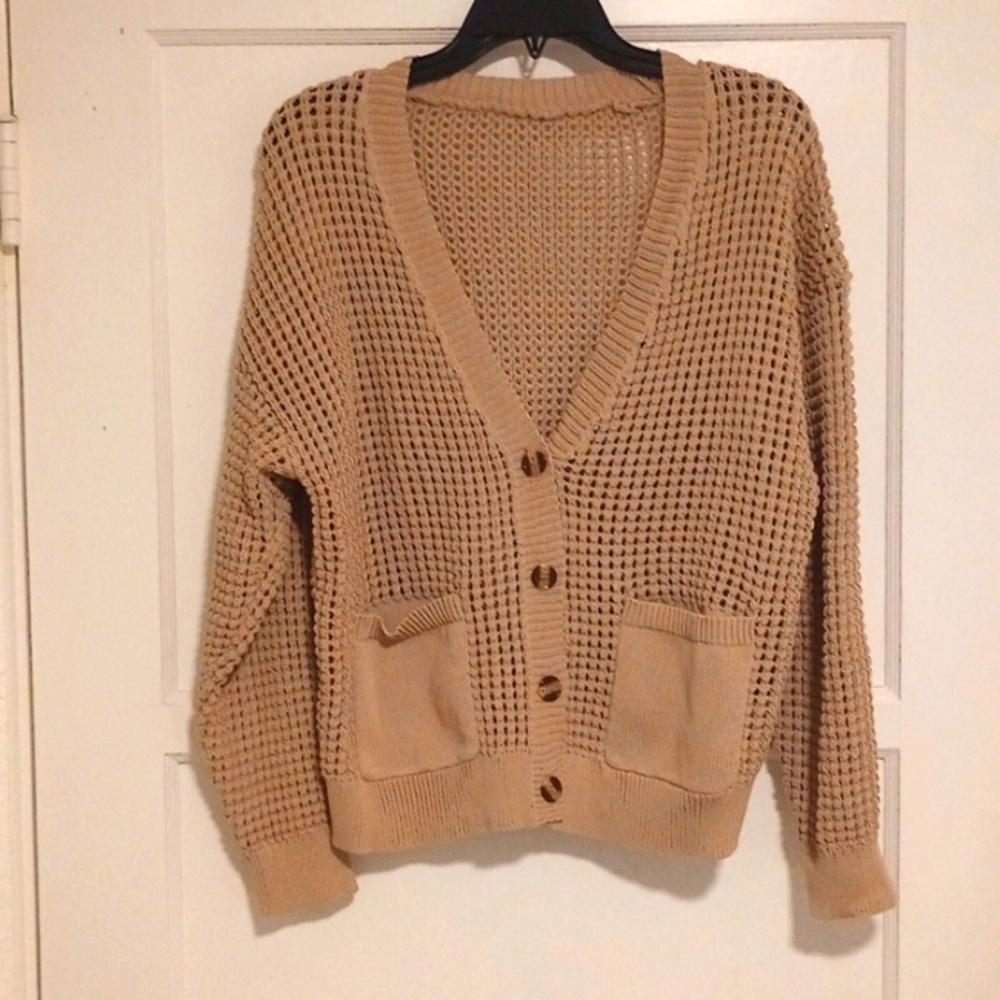 Tan Crochet Sweater